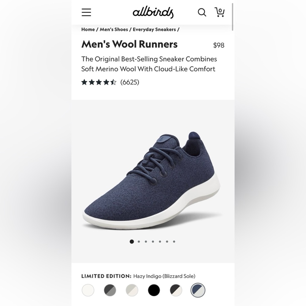 Men’s All birds wool runners blue 9